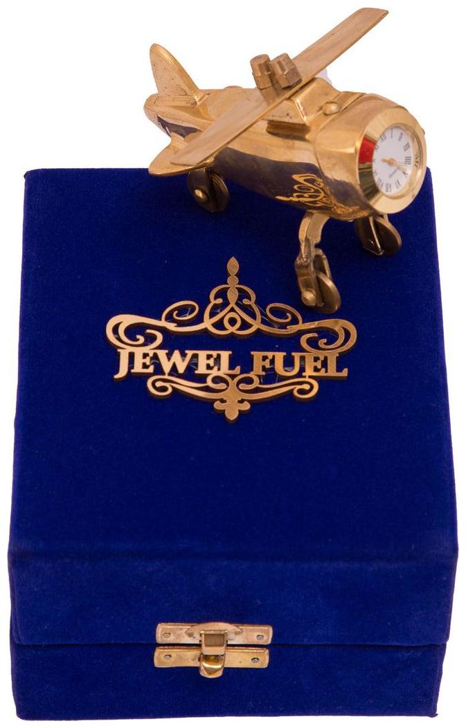 

JEWEL FUEL Brass Antique Finish Aeroplane Table Clock Gift Set