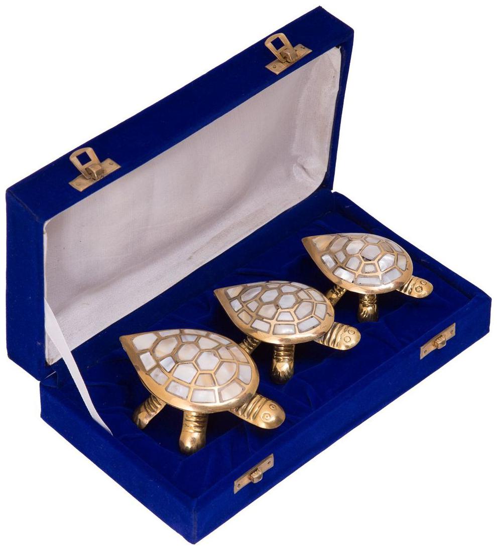 

JEWEL FUEL Brass 3 Wish Fulfilling Tortoise With Secret Wish Compartment Gift Set