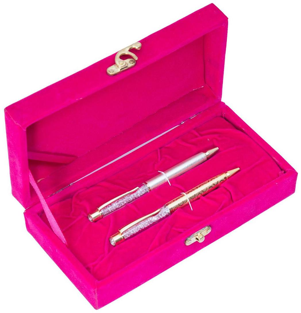 

JEWEL FUEL Crystal Filled German Silver Gold Plated and Silver Plated Pen Gift Set