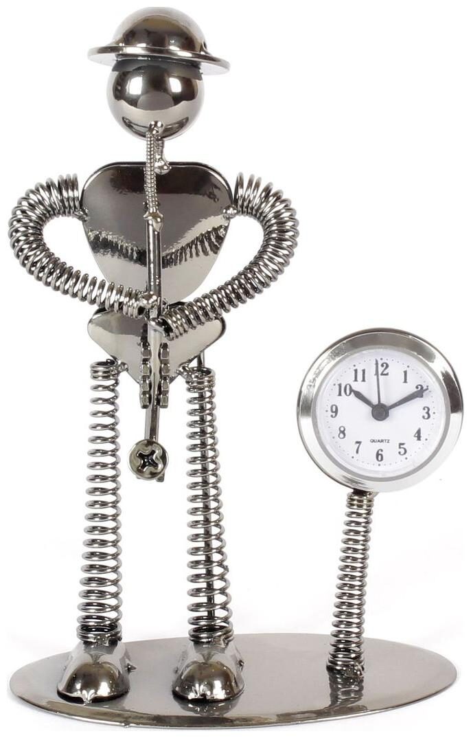 

JEWEL FUEL Iron Table Clock And Musician Playing Saxophone Showpiece