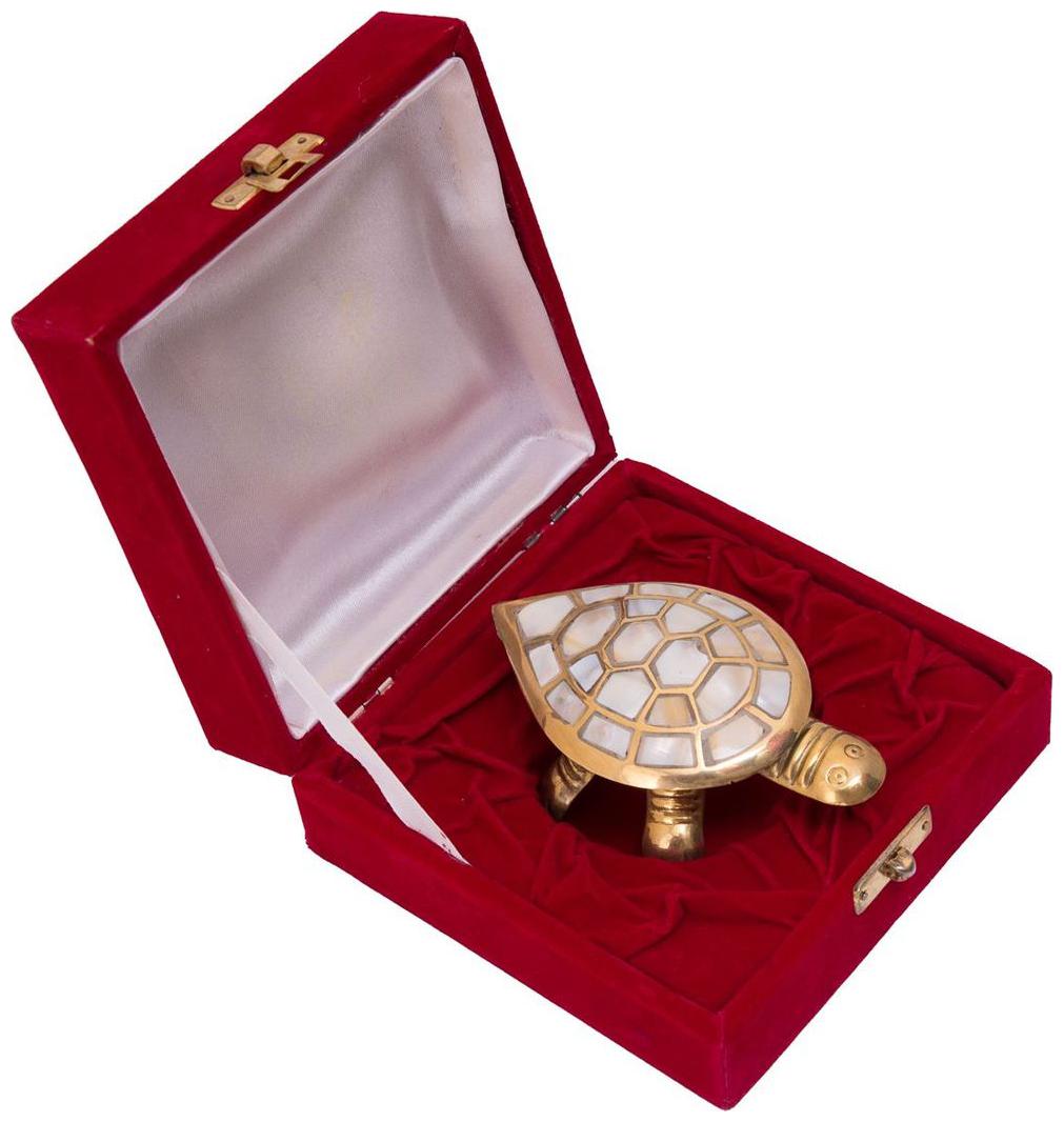 

JEWEL FUEL Wish Fulfilling Brass Fengshui Tortoise With Velvet Gift Box