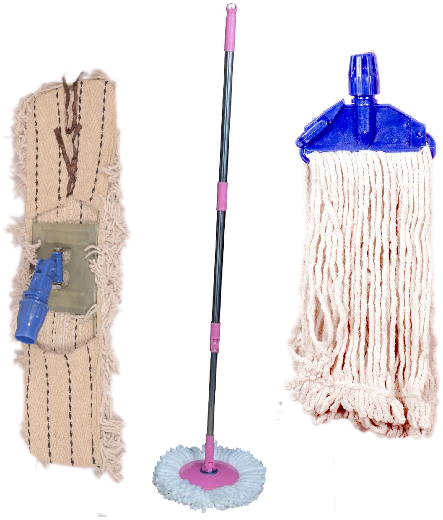 

Jianagm Stainless Steel and Plastic Mop Rod Stick with 360 Degree Rotating with 2 Deffirent Type Of Floor Control Refills Set (Standard Size)