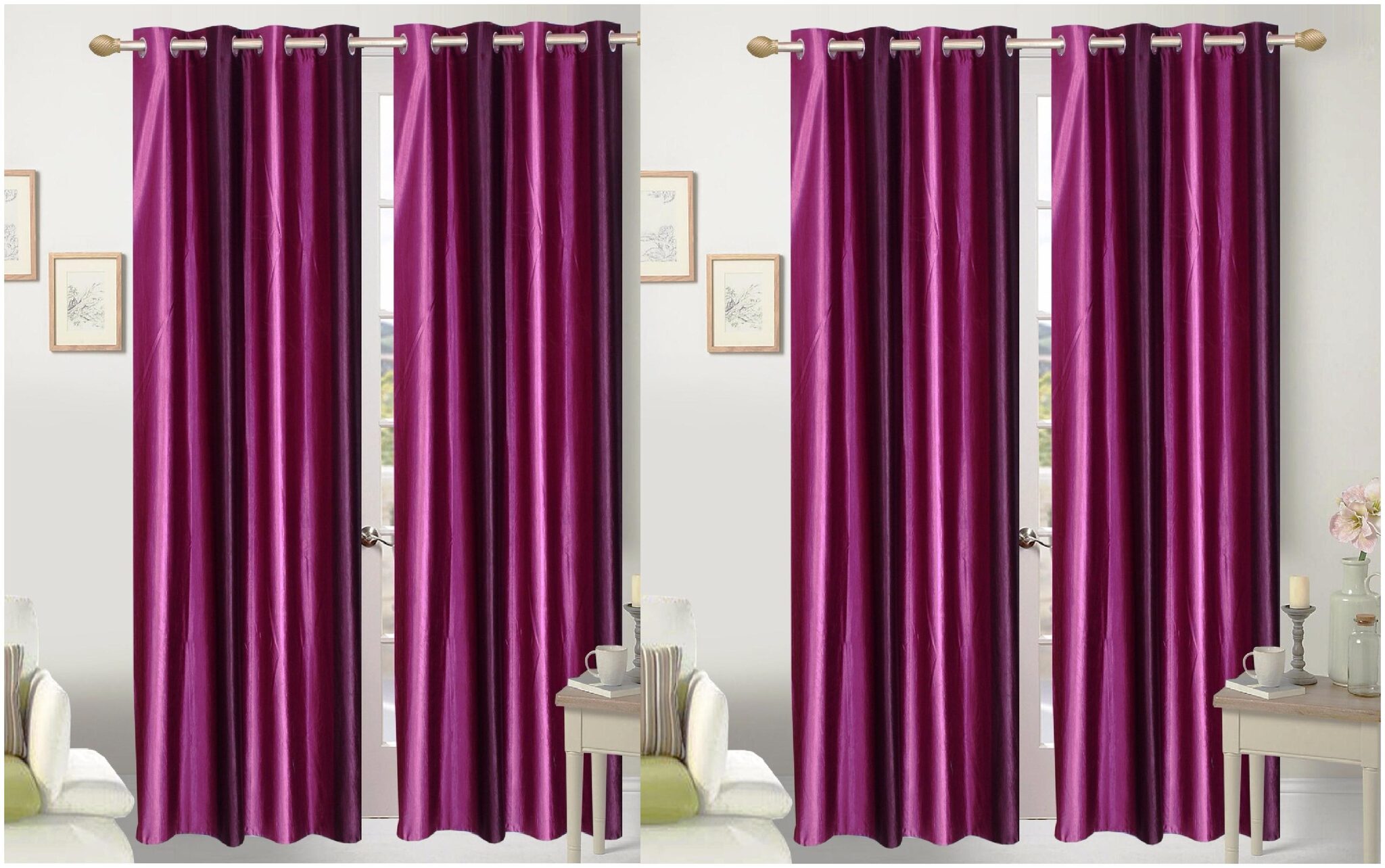 

Jim-Dandy Polyester Window Semi Transparent Purple Regular Curtain ( Rod Pocket Closure Plain )