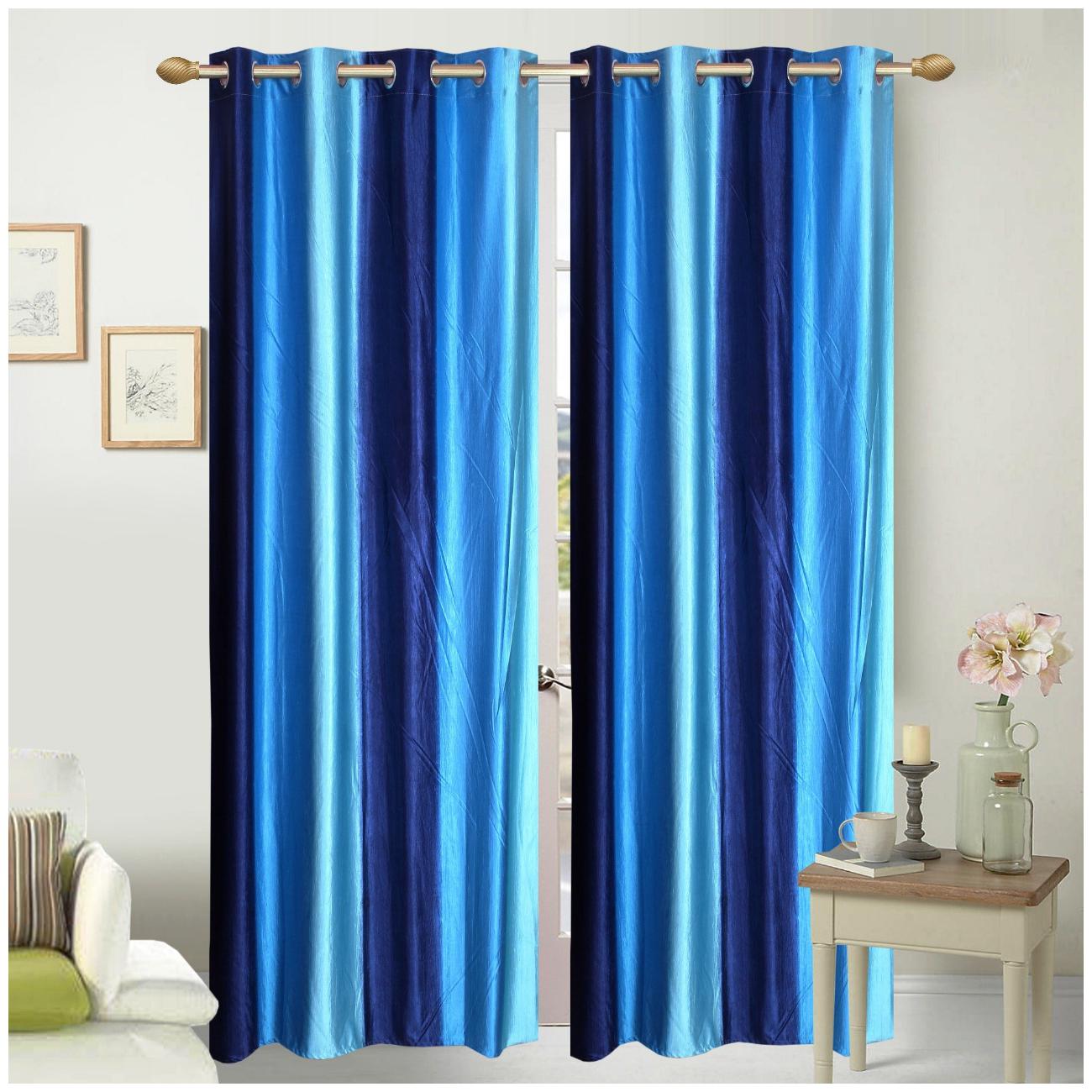 

Jim-Dandy Polyester Window Semi Transparent Blue Regular Curtain ( Rod Pocket Closure Plain )
