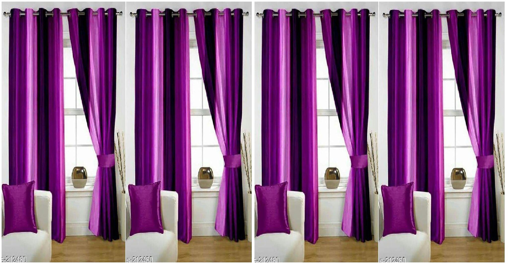 

Jim-Dandy Polyester Window Semi Transparent Purple Regular Curtain ( Rod Pocket Closure Plain )