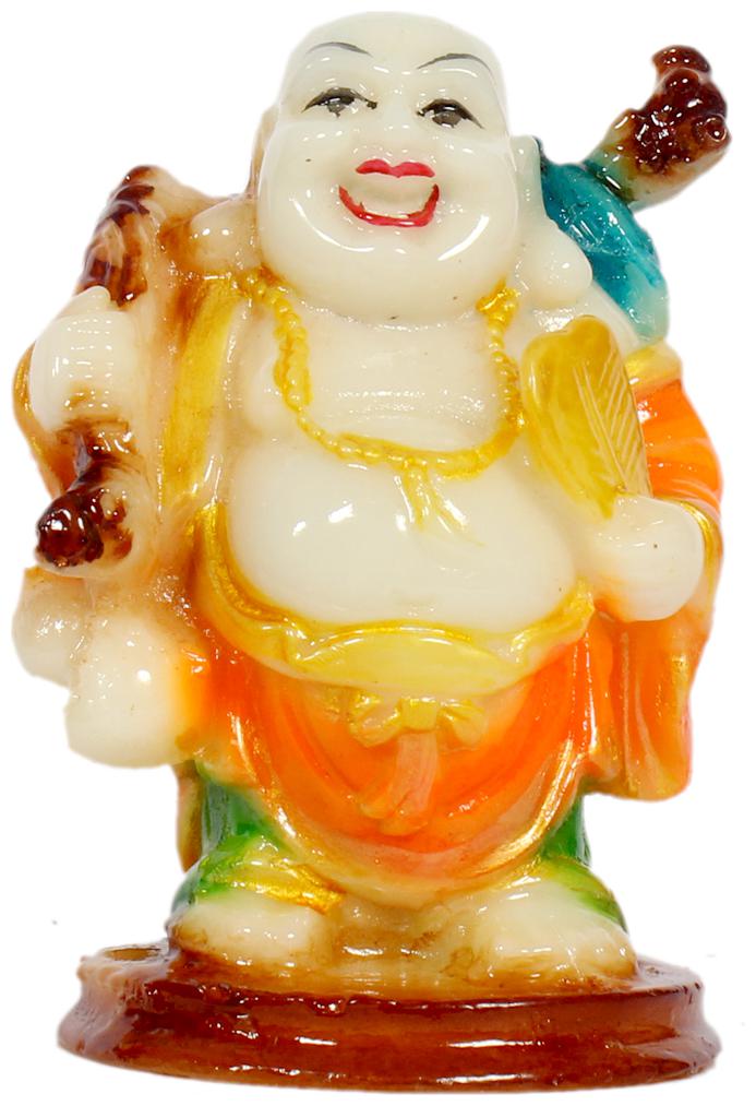 

Jinagam Laughing Buddha with Ingot Showpiece Statue for Good Luck Prosperity Health Wealth Happiness Success Home Decor(10x7x5cm)