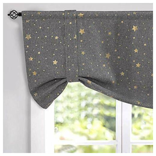 

jinchan Faux Linen Textured Curtain Valance Gold on Flax Star (20 L Grey)