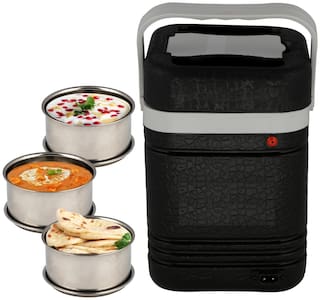 JM GROUP Jaypee Plus Plastic Electric Lunch Box, 1.2 Liters/16.99 cm BLACK