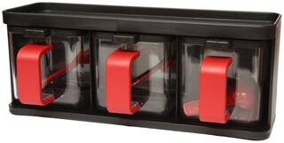 JM GROUP Jaypee Plus Plastic Pickle & Chutney Container with Tray- Pickle Set Black Red