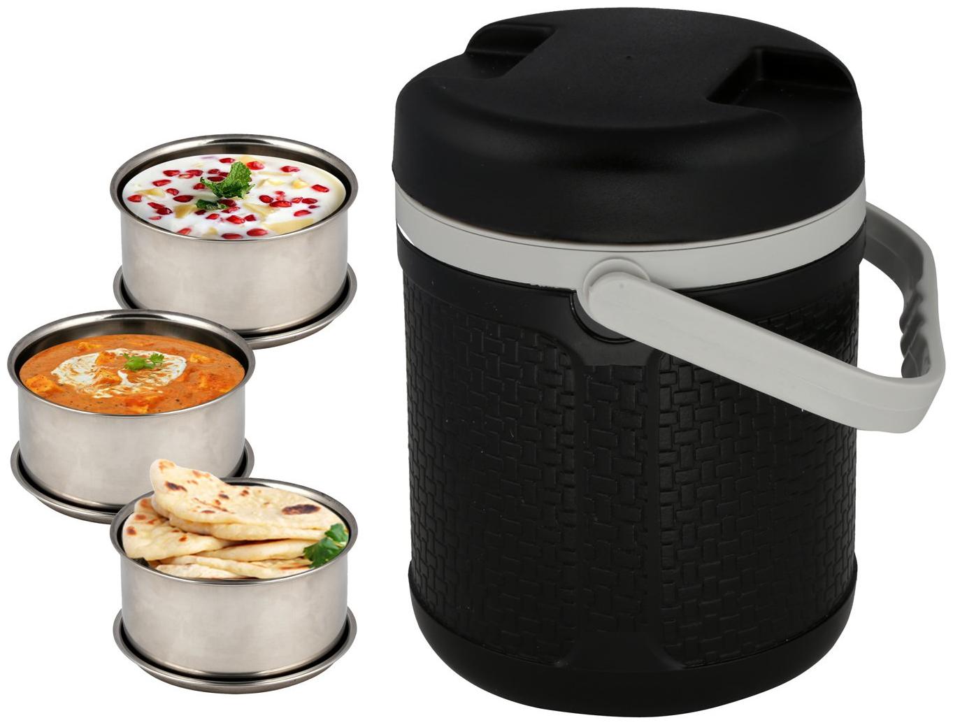

JM GROUP Black Lunch box ( Set of 1 500 ml )