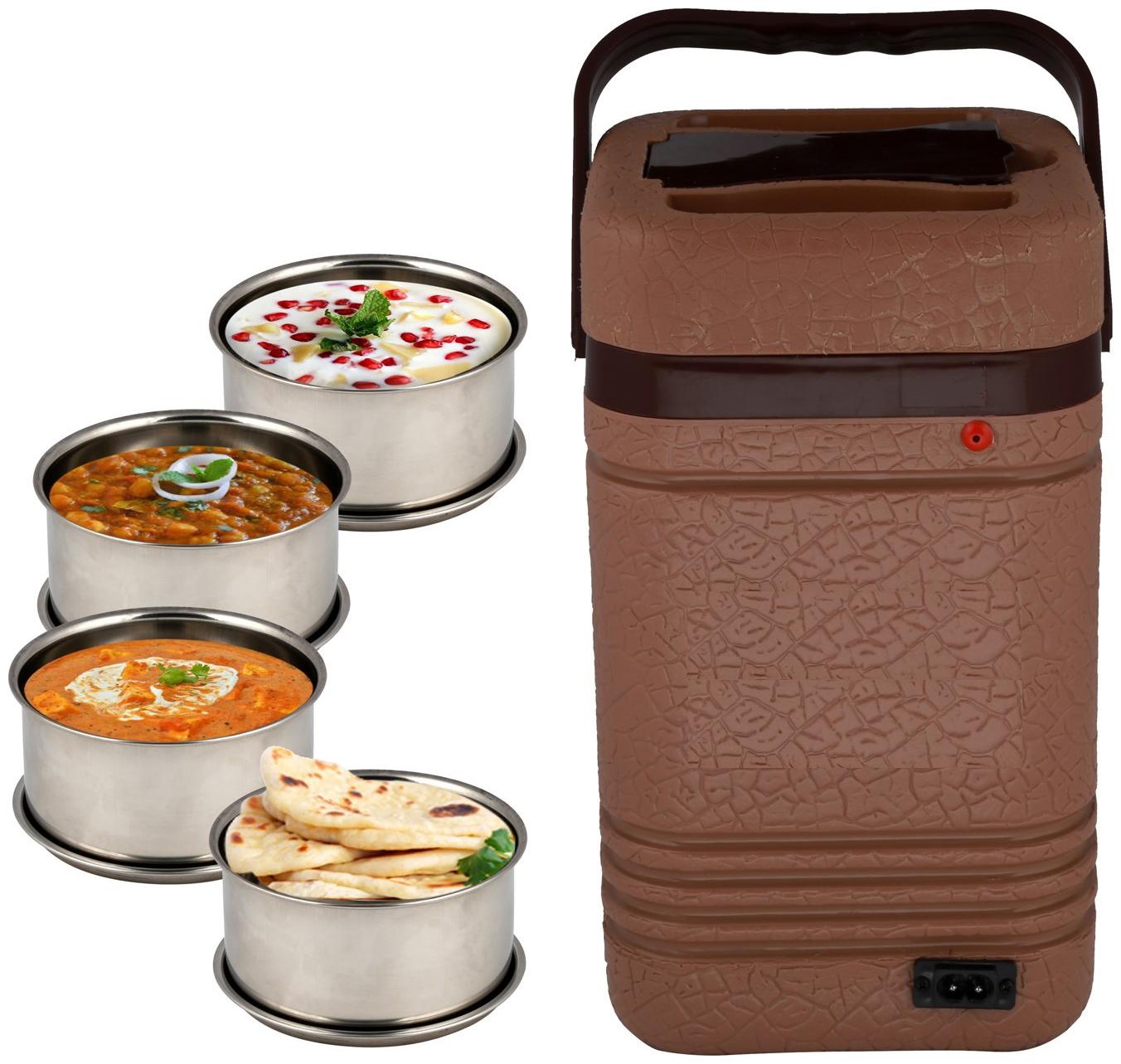 

JM GROUP Beige Electric lunch box ( Set of 5 1250 ml )