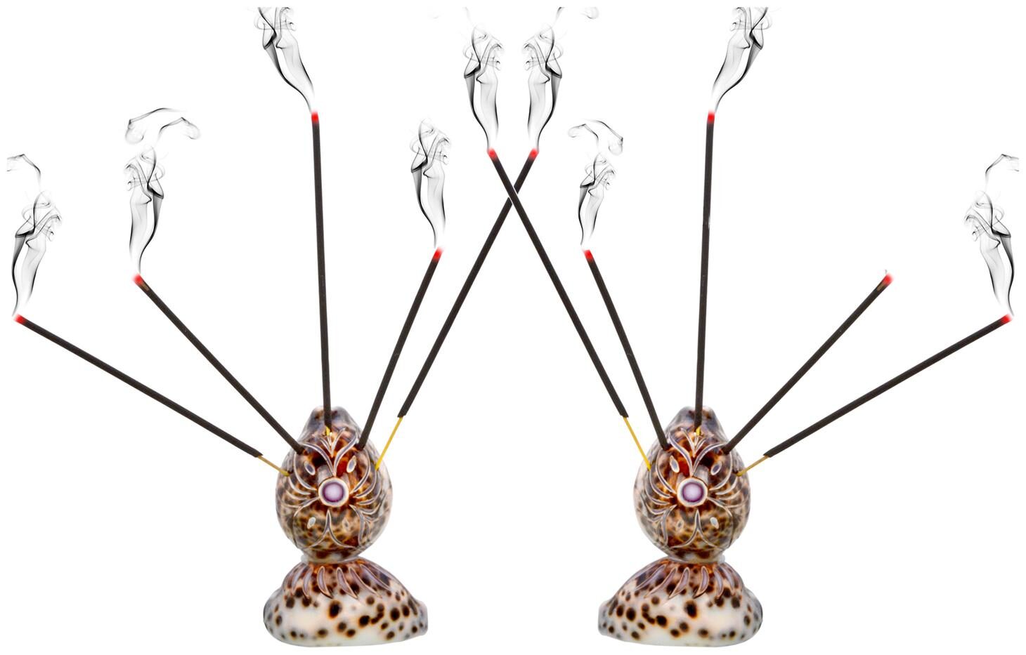 

JM Handcrafted Seashells Soapstone Incense Holder Agarbatti Stand 2 pcs - 05 B