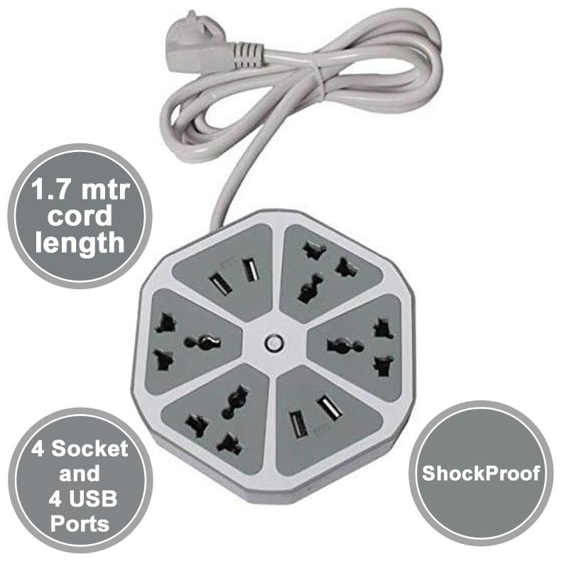 

JMO27Deals Three Pin Grey Extension Board ( 2 m 5 Socket 1 Switches)