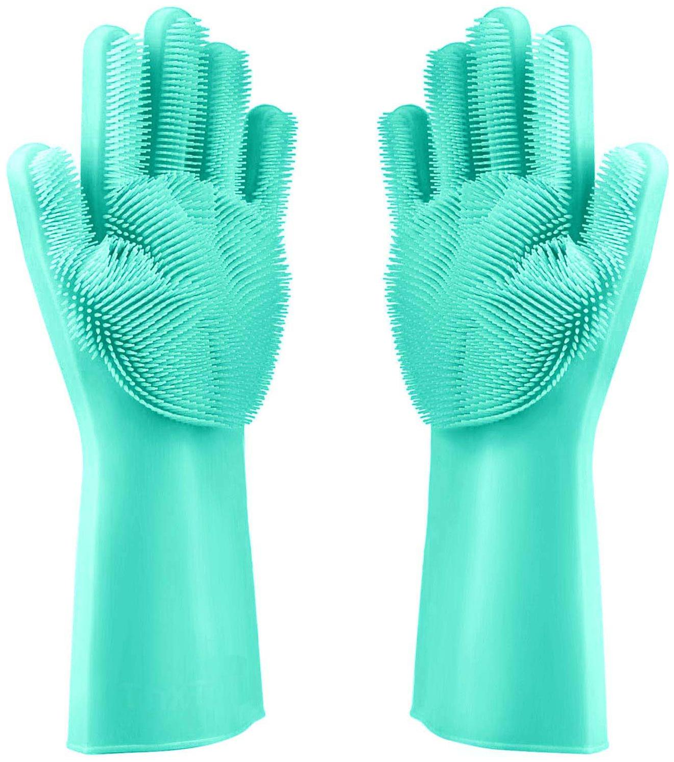 

JMO27Deals Silicone Gloves with Wash Scrubber Non-Slip Magic Gloves for Household Cleaning Great for Protecting Hands in Dishwashing Car Washing Kitchen Bathroom Cleaning Lavender (green)