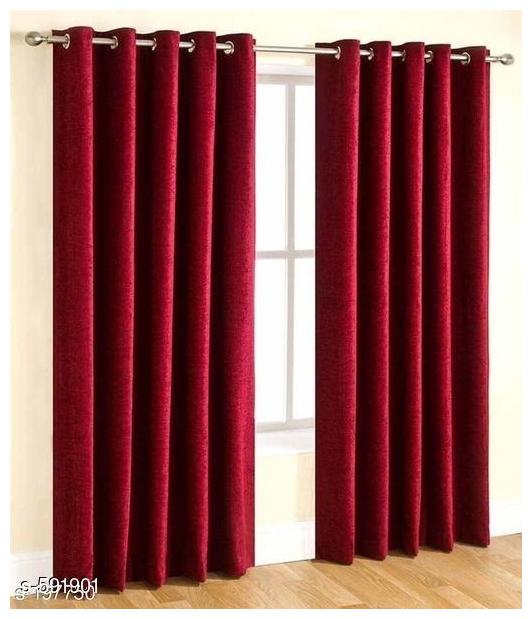

JMT Polyester Long Door Semi Transparent Maroon Regular Curtain ( Eyelet Closure Solid )