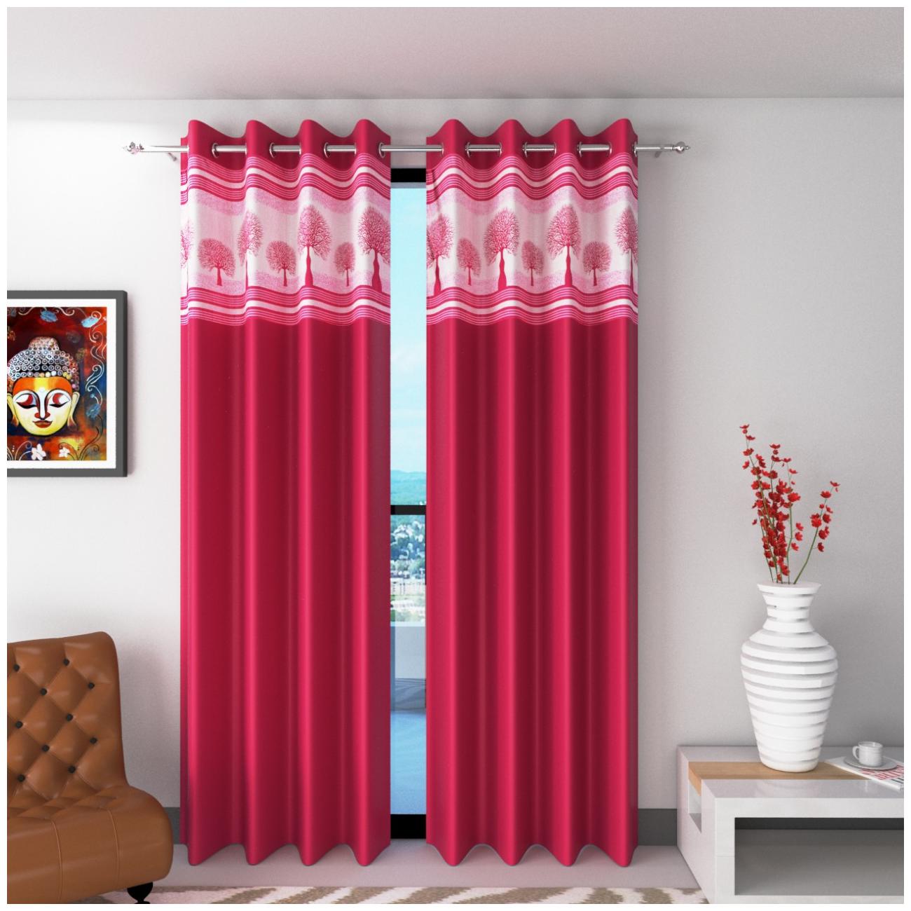 

JMT Polyester Long Door Semi Transparent Rust Regular Curtain ( Eyelet Closure Printed )