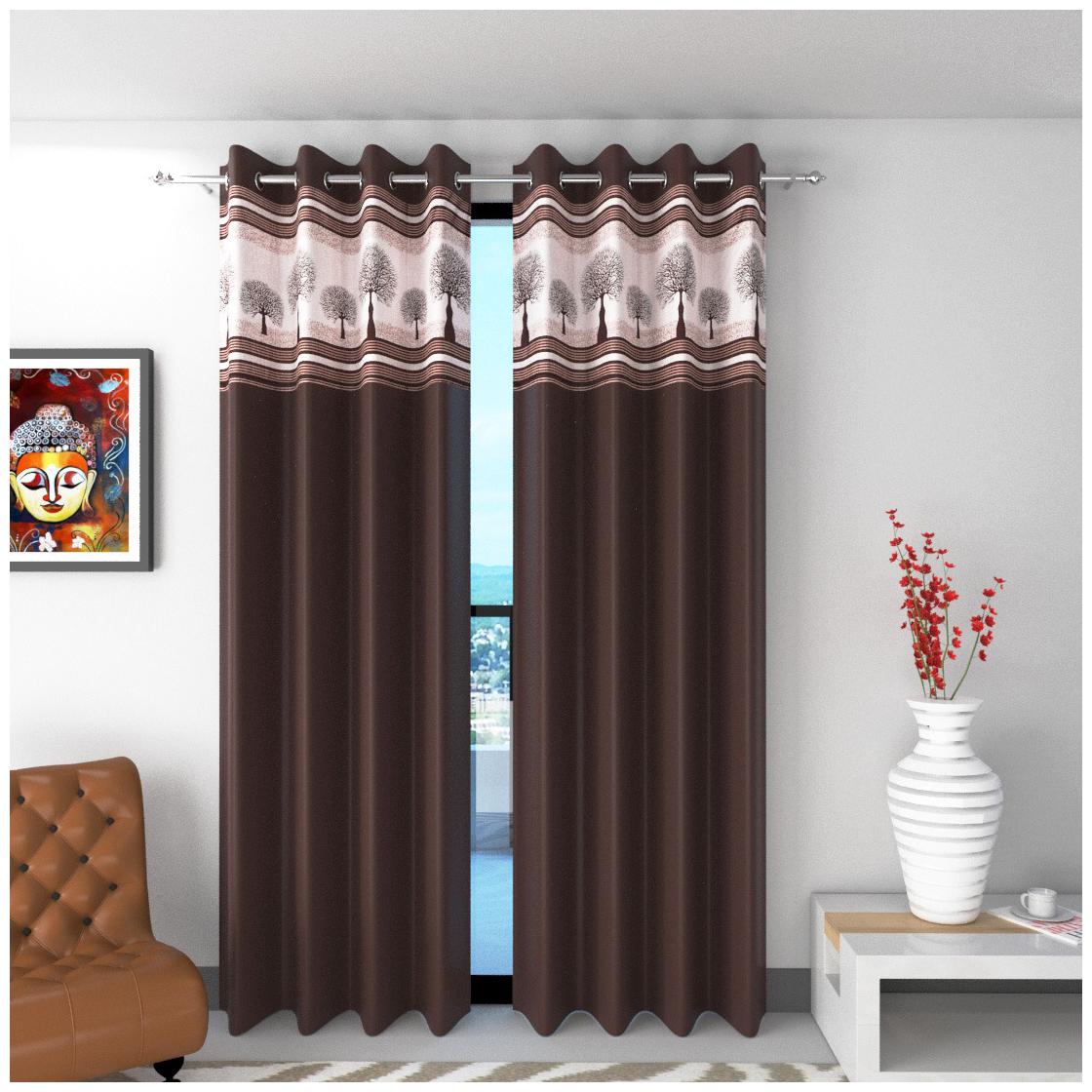 

JMT Polyester Door Semi Transparent Brown Regular Curtain ( Eyelet Closure Printed )