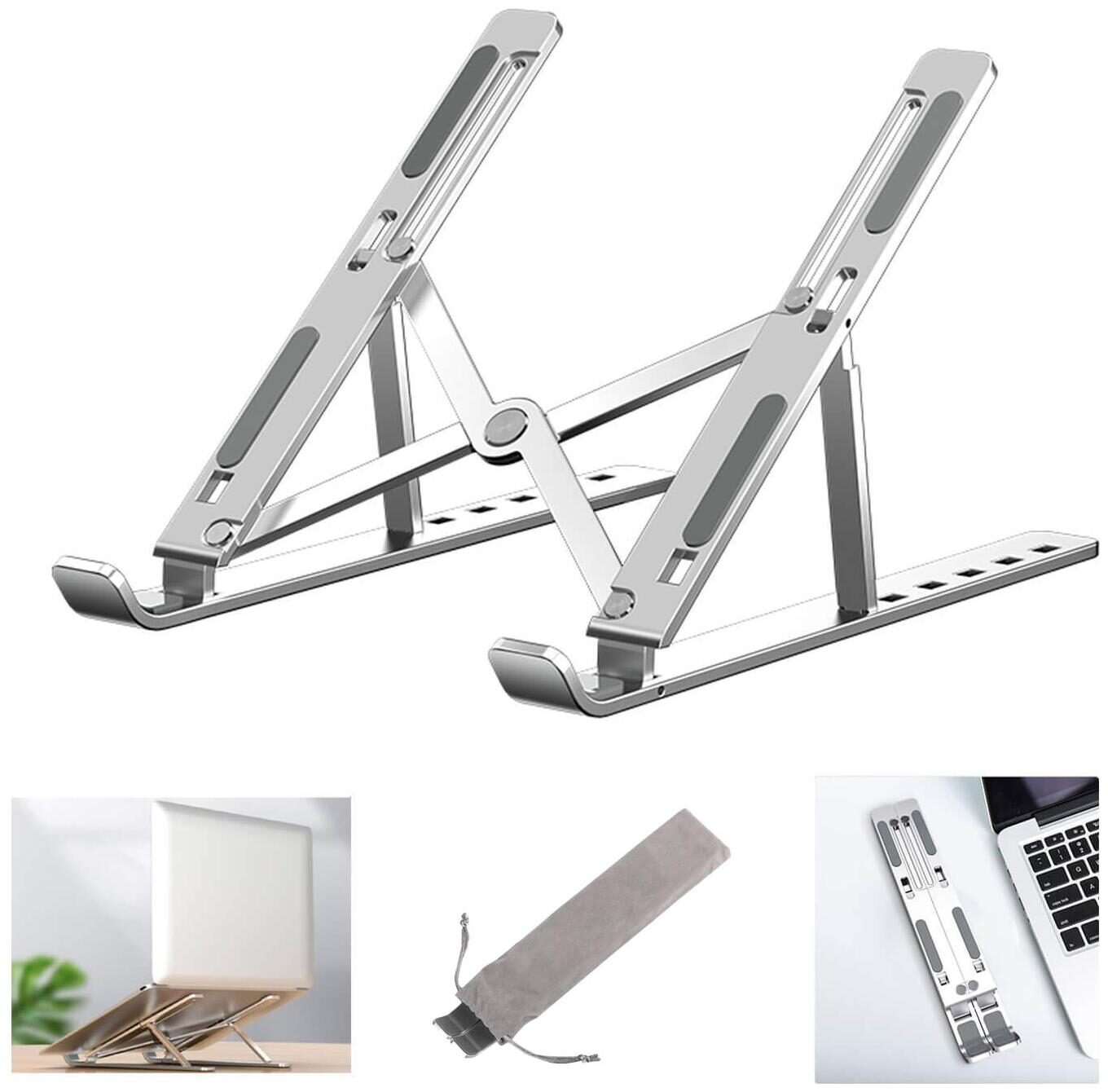 

John Richard Foldable Laptop Stand Table Height Adjustable Heavy Quality Aluminium Alloy Metal Frame Travel Laptop Stand