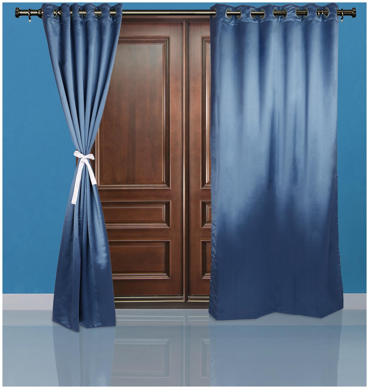 Buy Just Linen Cornflower Blue Plain Polyester Sateen Long Door