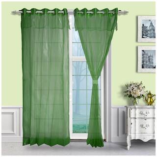 Buy Just Linen Lemon Green Two Tone Eyelet Double Layered Sheer