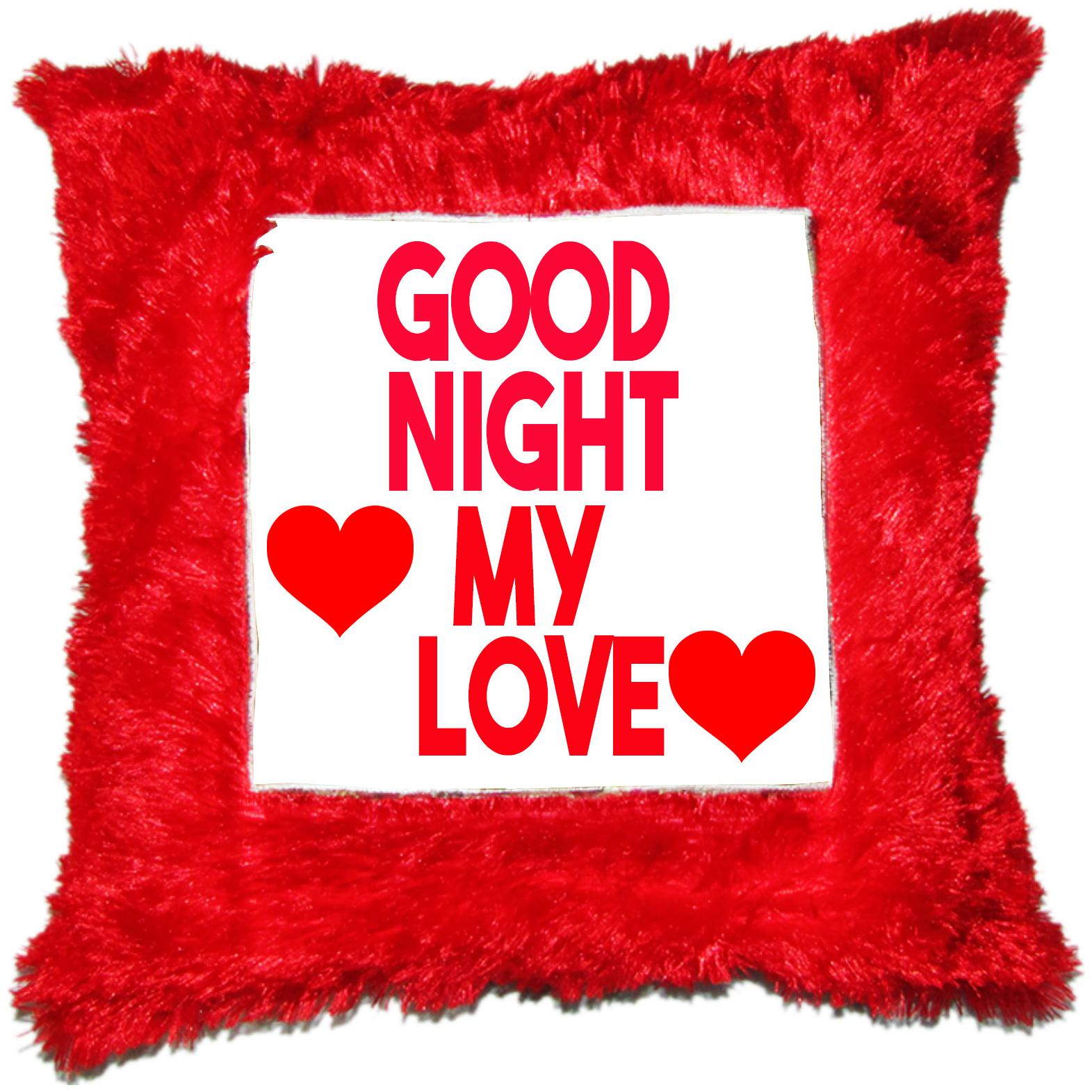

Juvixbuy Good Night My Love Red Fur Cushion (16 inch x 16 inch)with Filler