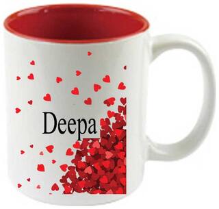 Juvixbuy I Love Deepa-   Printed Inside Red Ceramic Coffee Mug