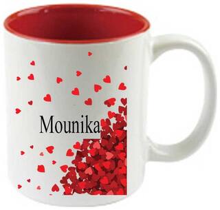 Juvixbuy I Love You Mounika---Printed Inside Red Ceramic Coffee Mug