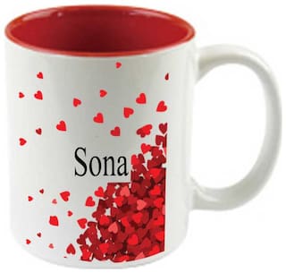 Juvixbuy I Love You Sona-Printed Inside Red Ceramic Coffee Mug
