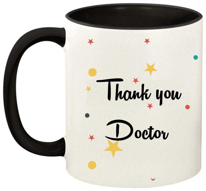 

Juvixbuy Printed Thank you doctor 001 inside black handle Coffee Mug