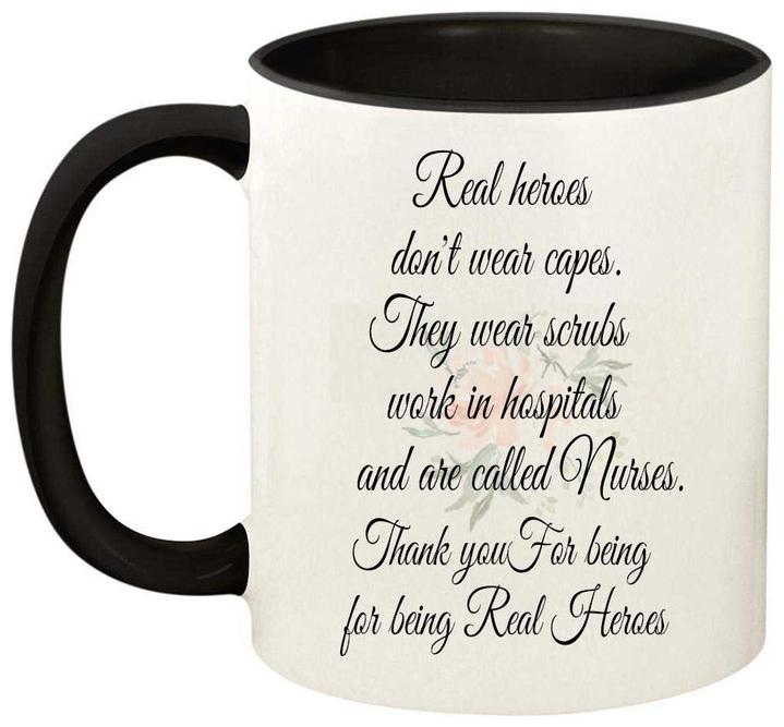 

Juvixbuy Printed Real heros don t wear capes inside black handle Coffe Mug