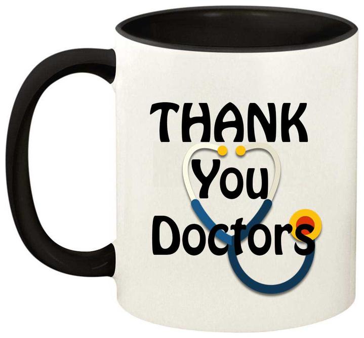 

Juvixbuy Printed Thank you doctors 004 inside black handle Coffe Mug