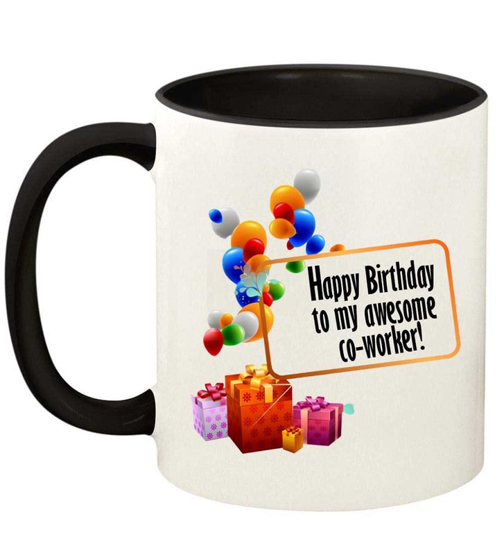 

Juvixbuy Printed Happy Birthday To My Awesome Co-Worker Inside Black Handle Coffee Mug