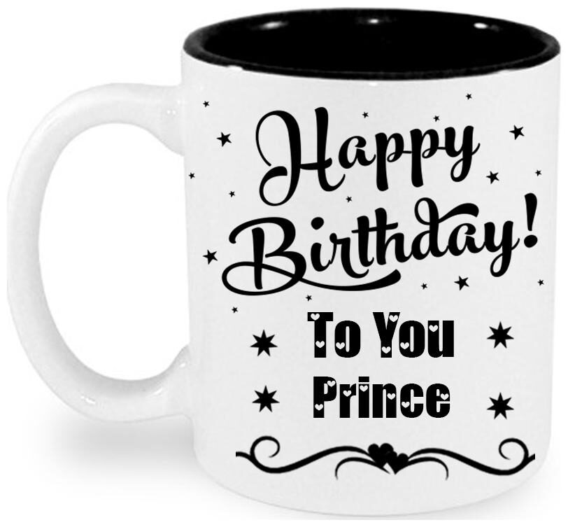 

Juvixbuy Printed Happy Birthday to you Prince Inside Black Ceramic Coffee Mug