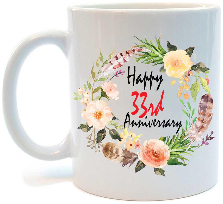 

Juvixbuy Printed Happy 33rd Anniversary Ceramic Coffee Mug