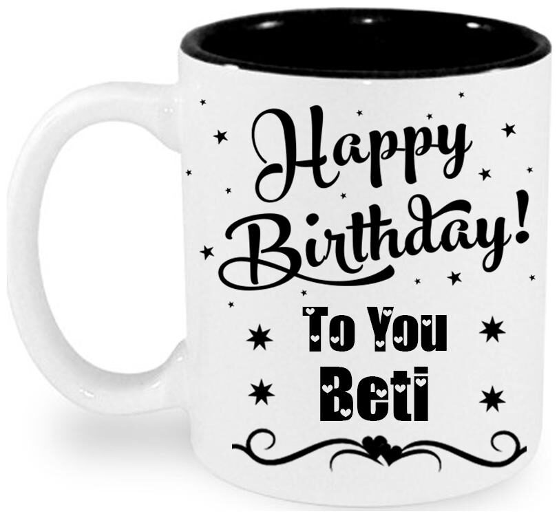 

Juvixbuy Printed Happy Birthday to you Beti Inside Black Ceramic Coffee Mug
