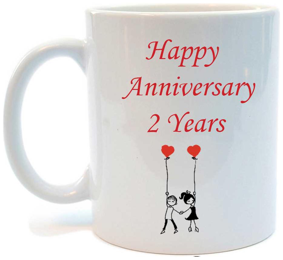 

Juvixbuy Printed Happy Anniversary 2 Years White Ceramic Coffee Mug