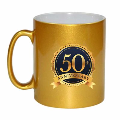 

Juvixbuy Printed 50th Anniversary Quotes Golden Ceramic Coffee Mug