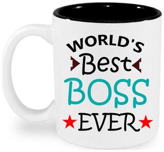 Juvixbuy Printed World best boss ever Inside Black Ceramic Coffee Mug
