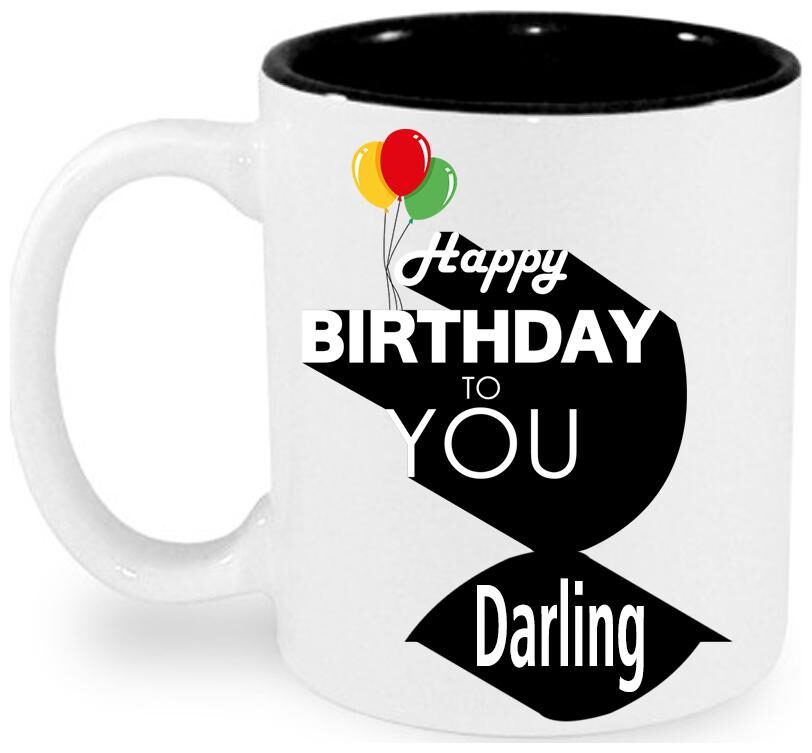 

Juvixbuy Printed Happy Birthday to you Darling Inside Black Ceramic Coffee Mug