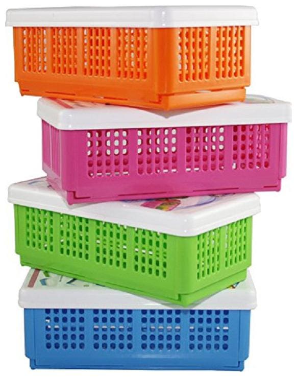 K Kudos Enterprise Plastic Grocery Container Set of 4 ( 1000 ml , Blue to Blue )