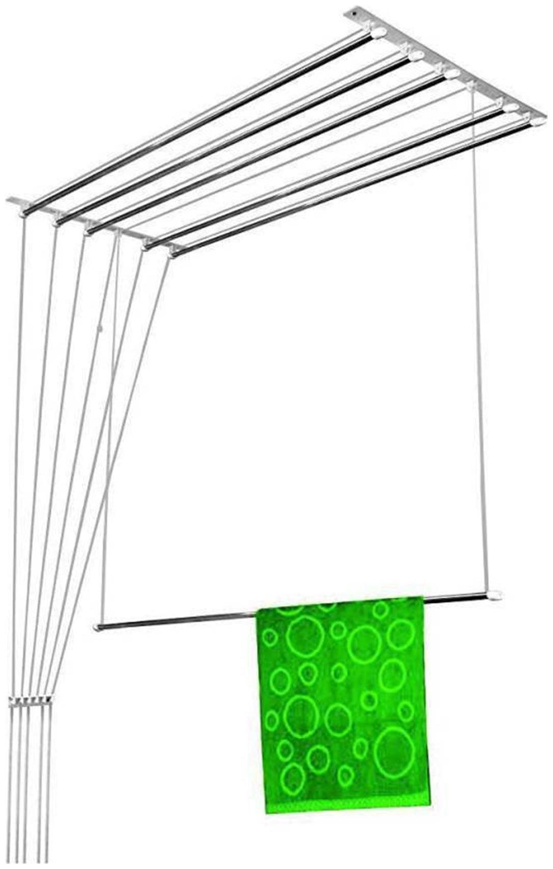 

Kaarq Stainless Steel Rust Proof Ceiling Clothes Hanger Rack Roof Mount Cloth Dryer With Individual Drop down Railers (4 ft - 6 Pipes)