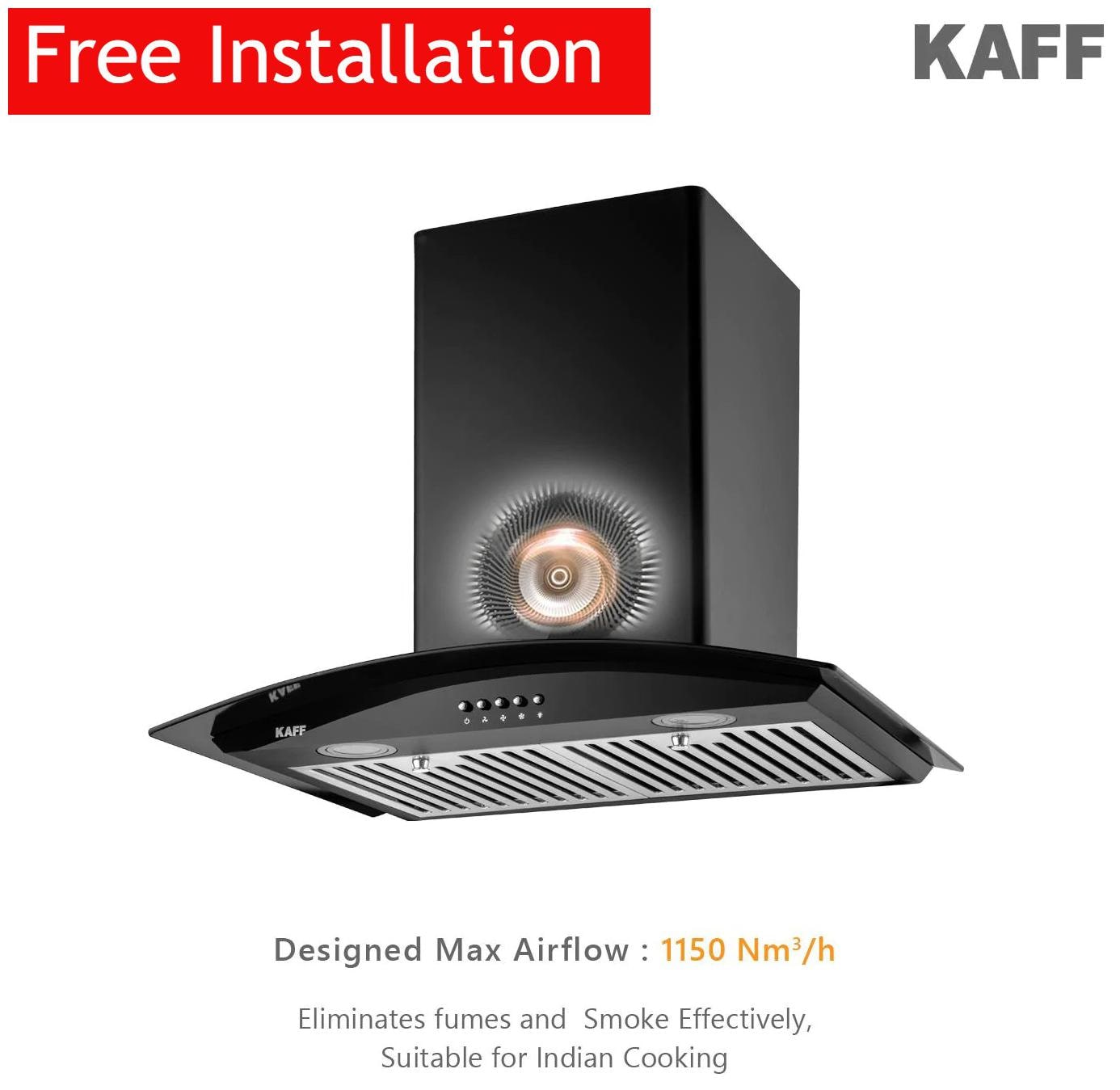 

Kaff Wall Mounted 60 cm 1150 m3 h Black Chimney ( LUX BF 60 BLK )