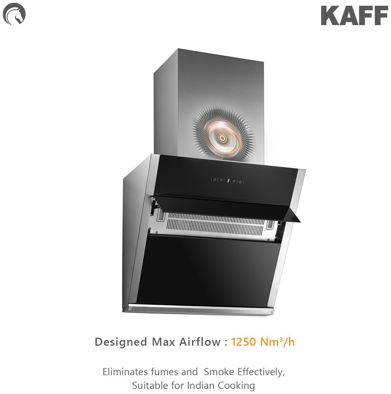 

Kaff Wall Mounted Auto Clean 60 cm 1250 m3 h Black Chimney ( MARBELLA 60 )