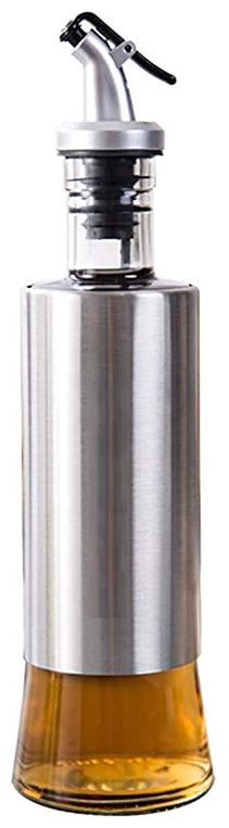 

KajKin Glass Oil Dispenser with Steel Cover Seasoning Bottle Glass Oil Bottle Leakproof Oiler Tank Household Stainless Steel Condiment Dispenser Steel