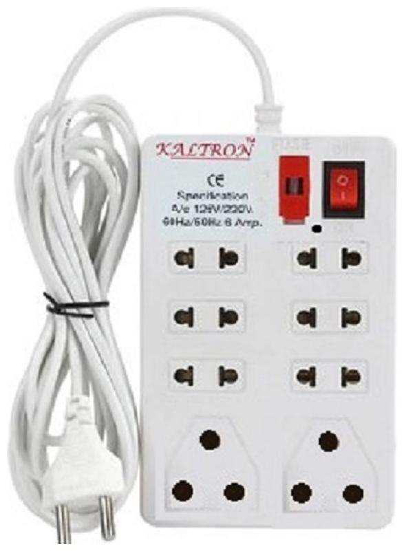 

kaltron Multi Pin White Extension Board ( 2 5 m 8 Socket 1 Switches)