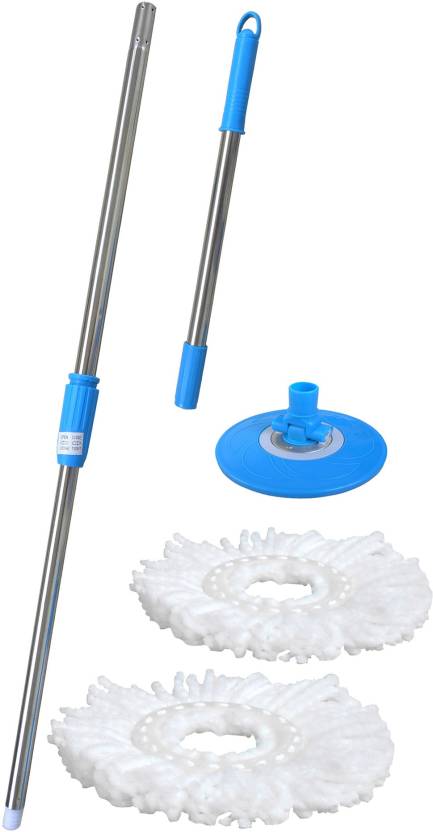 

Kanantraders steel Plastic Multi Mops ( 1 Stick With 2 Microfiber Rifill )