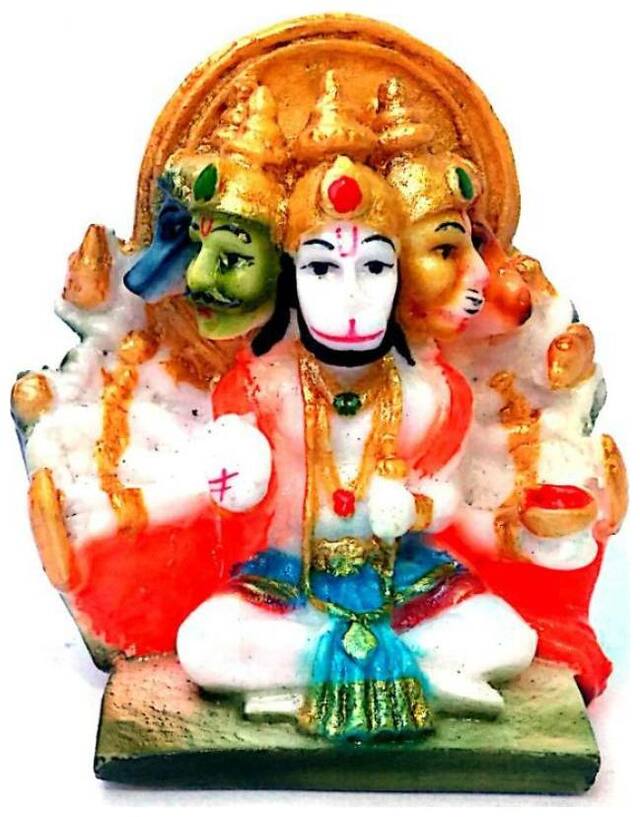 Kanhaclues Marble Finish Panchmukhi Hanuman Statue