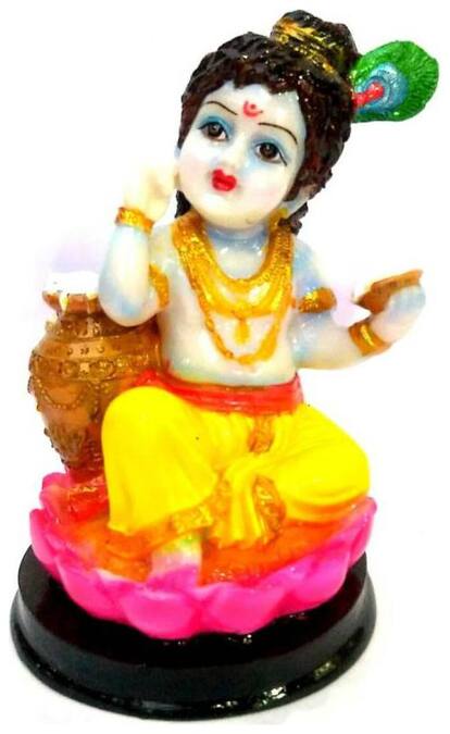 Kanhaclues Makhan Chor Krishna Statue Marble Finish Statue
