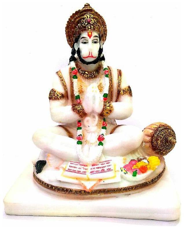 Kanhaclues White Hanuman Statue Murti