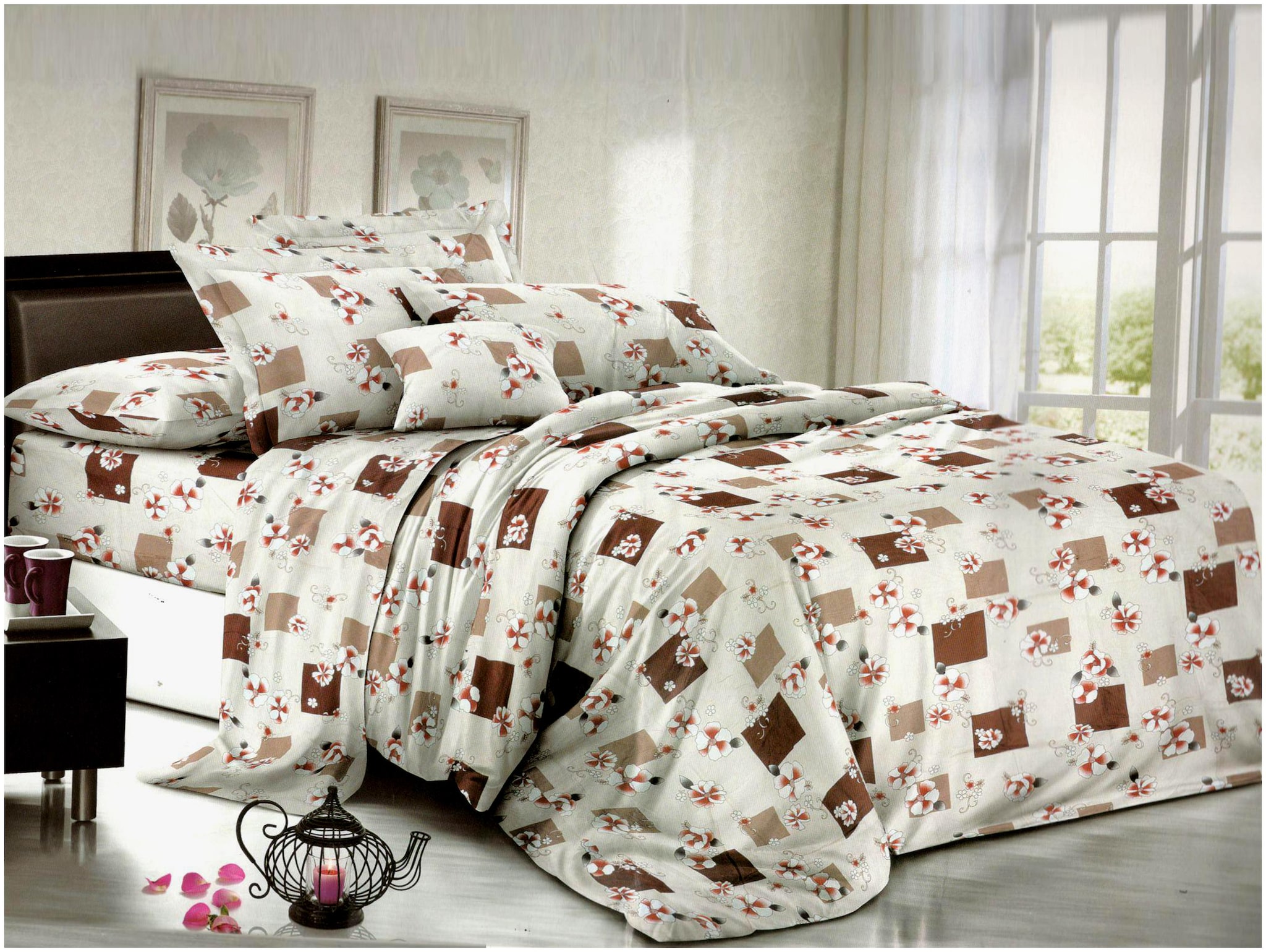 

YMV KAPREWALA Cotton Printed Double Size Bedsheet ( 1 Bedsheet With 2 Pillow Covers White )